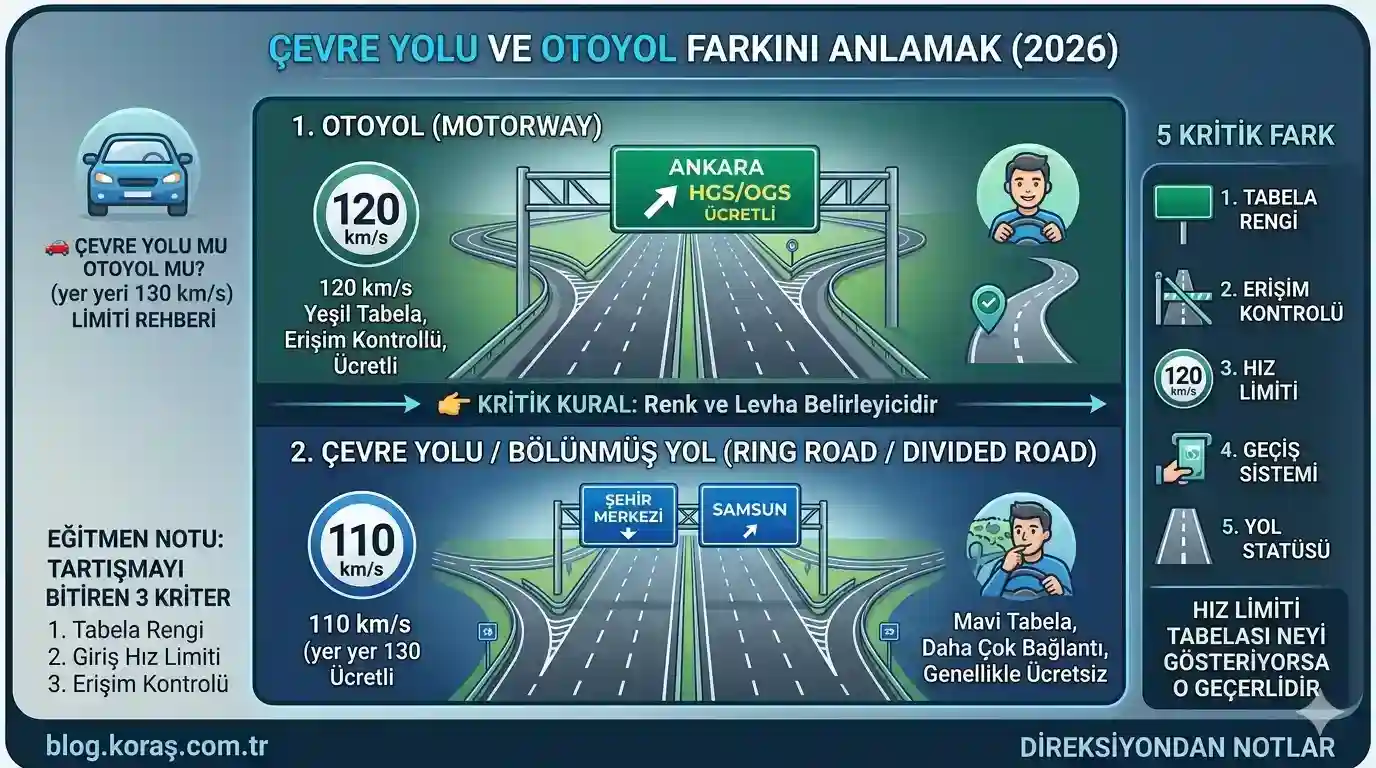 🚗 Çevre Yolu mu Otoyol mu? 5 Kritik Fark ve Doğru Hız Limiti Rehberi